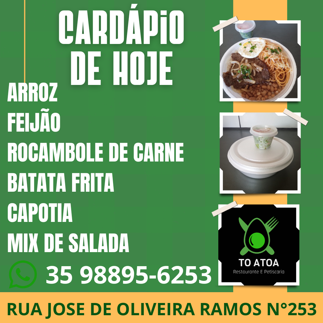 Imagem de uma placa de madeira escrita o almoço do To atoa